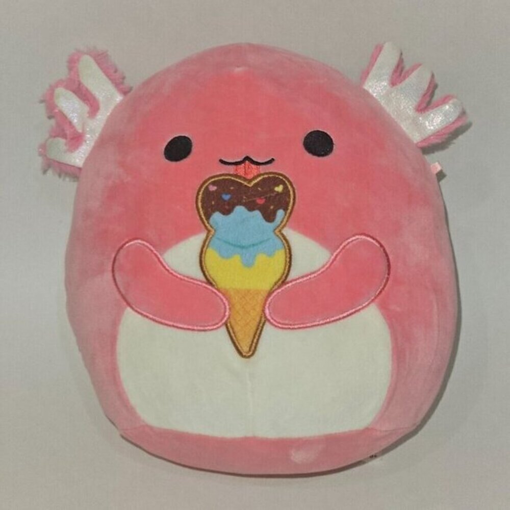 Squishmallows Archie Pink Axolotl Eating Ice cream 9" Kellytoy Stuffed Animal